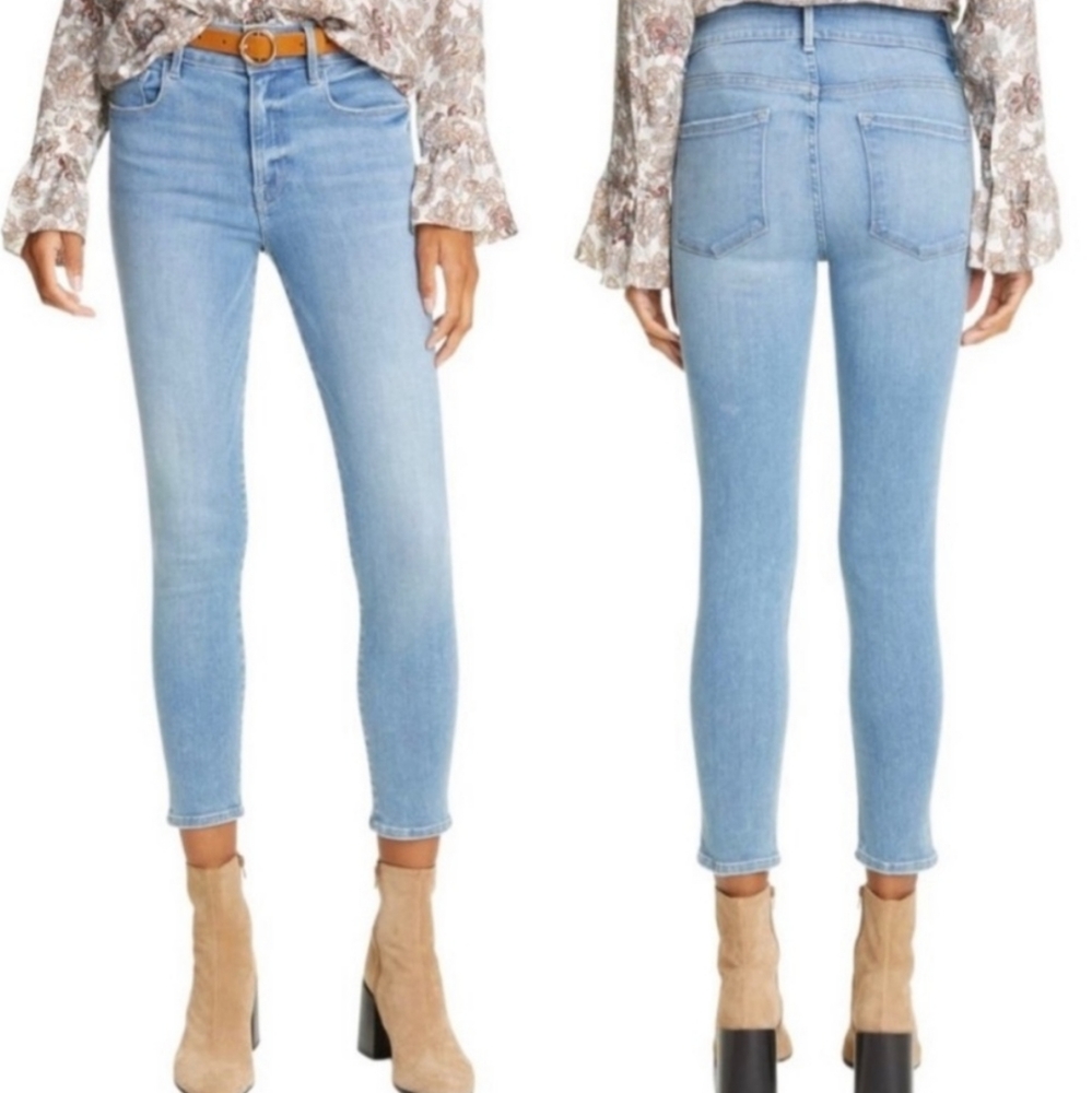 Frame Le One Caspio Skinny High Waist Jeans Size 1 Light Wash Stretch Denim 24"